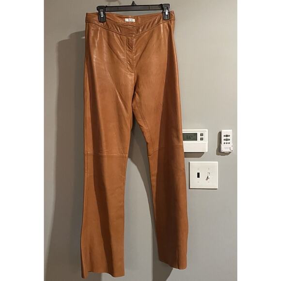 Cache Leather Pants Sz 8 Rock‎ Western Concert Party Camel Bootcut Y2K NOTE - Picture 1 of 10